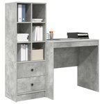 vidaXL Bureau avec tiroir avec étagère avec stockage 2 Pièces Gris béton