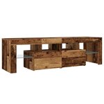 vidaXL Meuble TV avec lumières LED vieux bois bois d'ingénierie