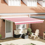 vidaXL Auvent Rétractable Rouge et Blanc 400 × 300 cm Tissu et Métal