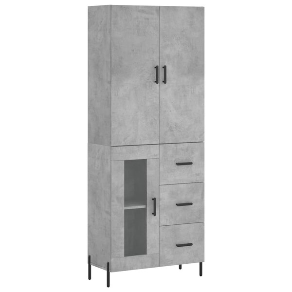 vidaXL Buffet haut Gris béton 69 5x34x180 cm Bois d'ingénierie