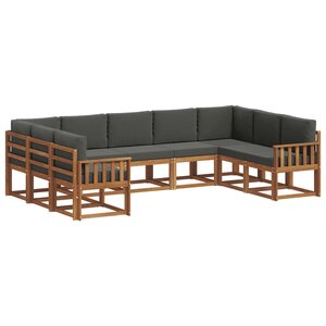 vidaXL Ensemble de canapés d'extérieur 9 pc Naturel et Anthracite