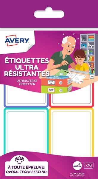 16 étiquettes ultra-résistantes multicolores