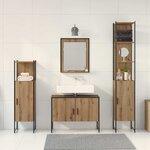 vidaXL Ensemble de mobilier de salle de bain avec porte 4 Pièces Marron