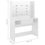 vidaXL Table de maquillage avec éclairage LED MDF Blanc brillant
