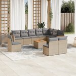 vidaXL Salon de jardin et coussins 11 Pièces mélange beige résine tressée