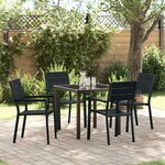 vidaXL Ensemble de salle à manger pour jardin 5 Pièces Noir HDPE