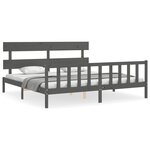 vidaXL Cadre de lit sans matelas gris 200x200 cm bois massif de pin