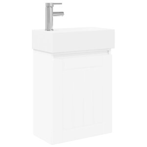 vidaXL Meuble de salle de bain avec robinet Blanc 45 5 x 25 5 x 84 cm