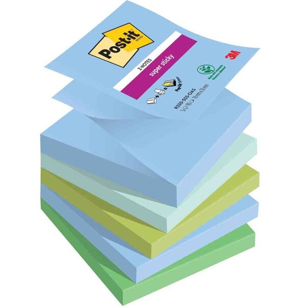 Pack de 5 Bloc-note adhésif Super Sticky Z-Notes 76 x 76 mm Oasis POST-IT