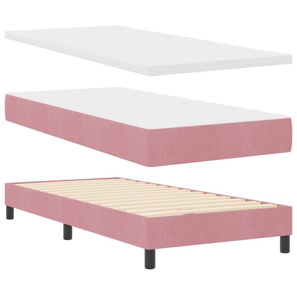 vidaXL Lit à ressort avec matelas Rose 90x200 cm Velours