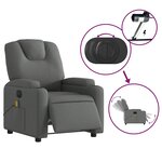 vidaXL Fauteuil inclinable de massage électrique gris foncé tissu