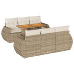 vidaXL Salon de jardin avec coussins 7 Pièces beige résine tressée