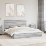 vidaXL Lit de Rangement Gris Sonoma 200 x 200 cm Bois d'ingénierie