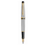 Waterman expert stylo plume  acier inoxydable  plume fine  cartouche encre bleue  coffret cadeau