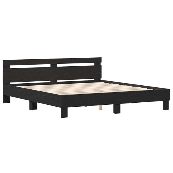 vidaXL Cadre de lit Chêne noir 180 x 200 cm Bois d'ingénierie