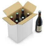 Caisse carton blanche pour bouteilles bourgogne à montage instantané croisillons intégrés (lot de 20)