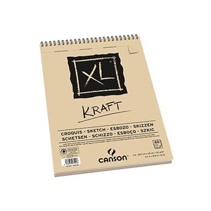 Bloc 60 Feuilles Croquis XL Kraft Spiralé petit côté A3 90g CANSON
