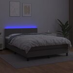 vidaXL Sommier à lattes de lit avec matelas et LED Gris 140x190 cm