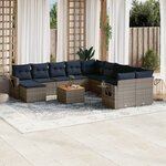 vidaXL Salon de jardin avec coussins 12 Pièces gris résine tressée