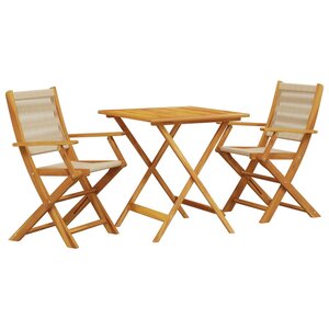 vidaXL Ensemble de bistro 3 Pièces beige polypropylène et bois massif