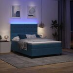 vidaXL Lit à ressort LED avec matelas Bleu foncé 140 x 200 cm Velours