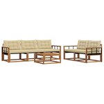 vidaXL Ensemble de canapés d'extérieur 6 Pièces Naturel et Beige