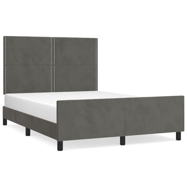 vidaXL Cadre de lit avec tête de lit Gris foncé 140x200 cm Velours