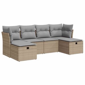 vidaXL Salon de jardin avec coussins 6 Pièces beige résine tressée