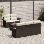 vidaXL Ensemble de canapé de jardin avec coussin 6 Pièces Marron et Crème