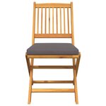 vidaXL Chaise pliante avec coussin 2 Pièces Marron Bois d'acacia massif