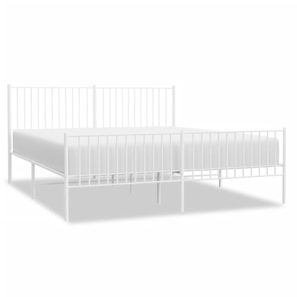 vidaXL Cadre de lit métal avec tête de lit/pied de lit blanc 180x200cm