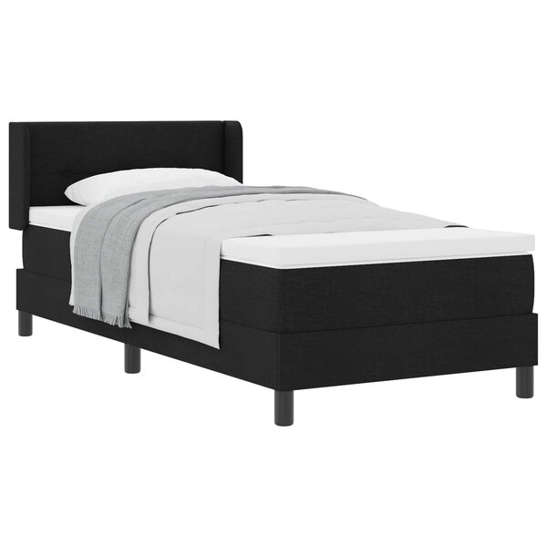 vidaXL Lit à ressorts avec tête de lit Noir 190 x 90 cm tissu