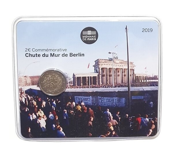 Pièce de monnaie 2 euro commémorative France 2019 BU – Mur de Berlin