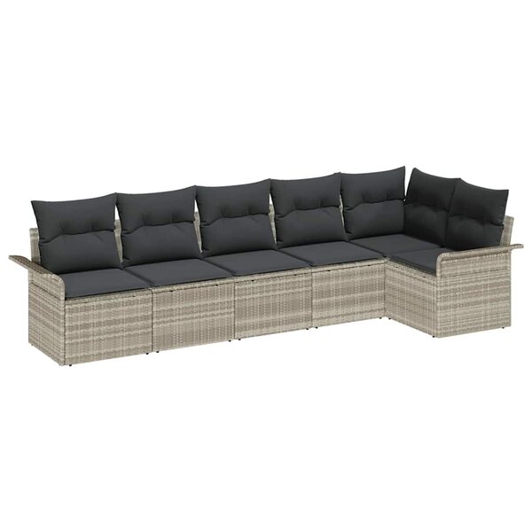 vidaXL Ensemble de canapé de jardin 6 Pièces Gris clair Poly rotin