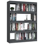 vidaXL Bibliothèque/Séparateur de pièce Gris 100x30x135 5cm Pin massif