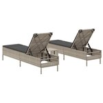 vidaXL Ensemble de chaises longues avec coussins 3Pièces gris clair rotin