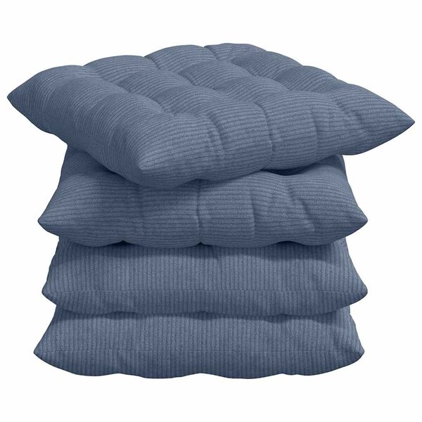 vidaXL Coussins de siège 4 pc Tissu en velours côtelé Bleu