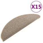 vidaXL Tapis d'escalier 15 pièces 65 x 21 x 4 cm Marron Demi-rond Grand