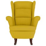 vidaXL Fauteuil à bascule à oreilles en velours jaune bois massif