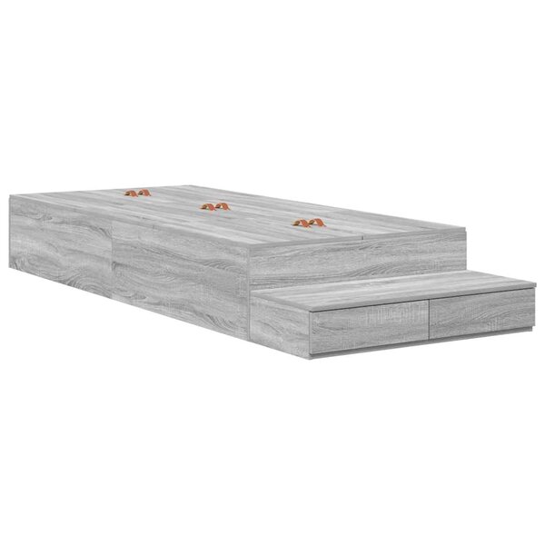 vidaXL Cadre de lit avec rangement avec tiroir Gris Sonoma 100 cm