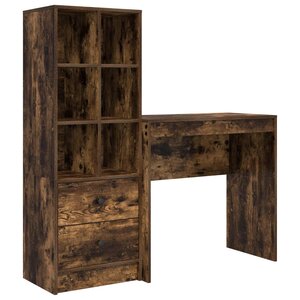 vidaXL Bureau avec tiroir avec étagère avec stockage 2 Pièces Chêne fumé