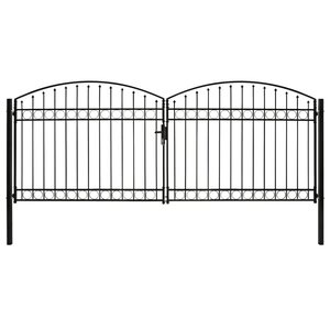 vidaXL Portillon double porte avec dessus arqué Acier 400x175 cm Noir