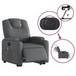 vidaXL Fauteuil inclinable de massage électrique gris similicuir