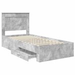 vidaXL Cadre de lit Gris Béton et Argent 75 x 190 cm Bois d'ingénierie