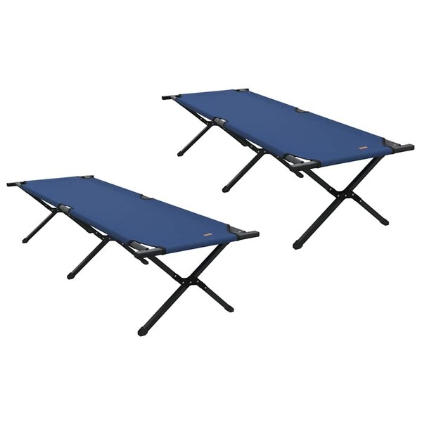 vidaXL Lit de camping pliant 2 pc Bleu 193 x 69 x 45 cm Tissu Oxford