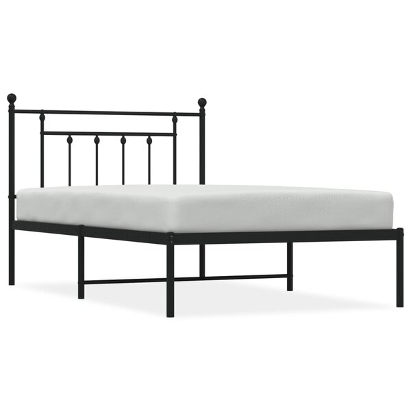 vidaXL Cadre de lit métal avec tête de lit noir 100x200 cm