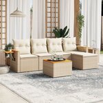 vidaXL Salon de jardin avec coussins 6 Pièces beige résine tressée