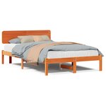 vidaXL Cadre de lit avec tête de lit marron ciré 135x190 cm en bois de pin massif
