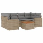 vidaXL Salon de jardin avec coussins 7 Pièces beige résine tressée