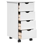 vidaXL Cabinet roulant Blanc 34 x 39 x 65 5 cm Bois de Pin Massif